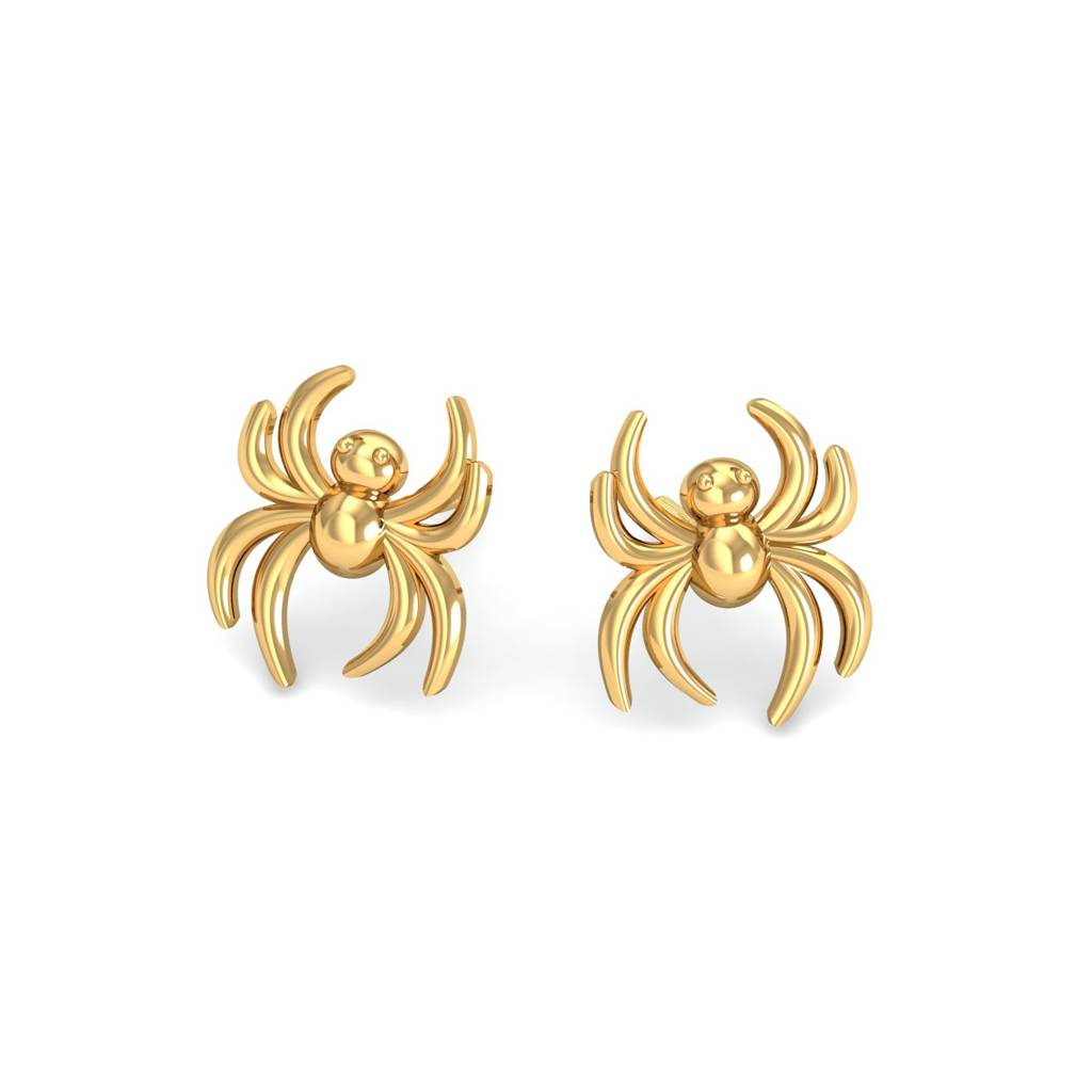 KuberBox 18K Yellow Gold Spider Gold Earrings