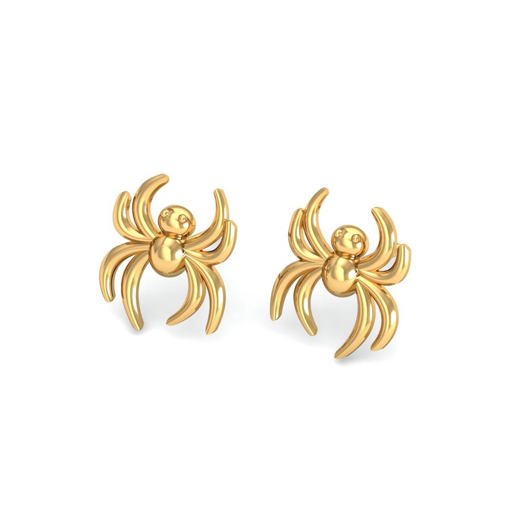 KuberBox 18K Yellow Gold Spider Gold Earrings