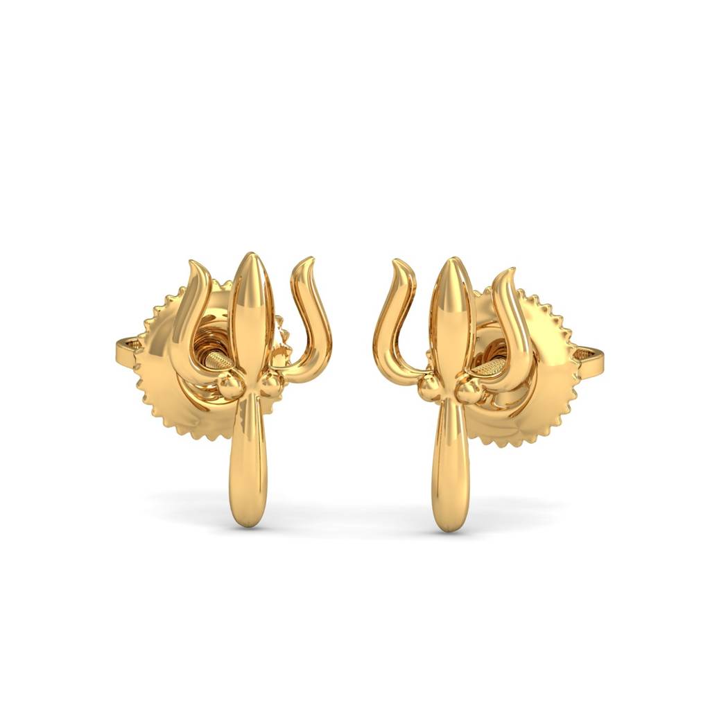 KuberBox 18K Yellow Gold Trident Gold Earrings