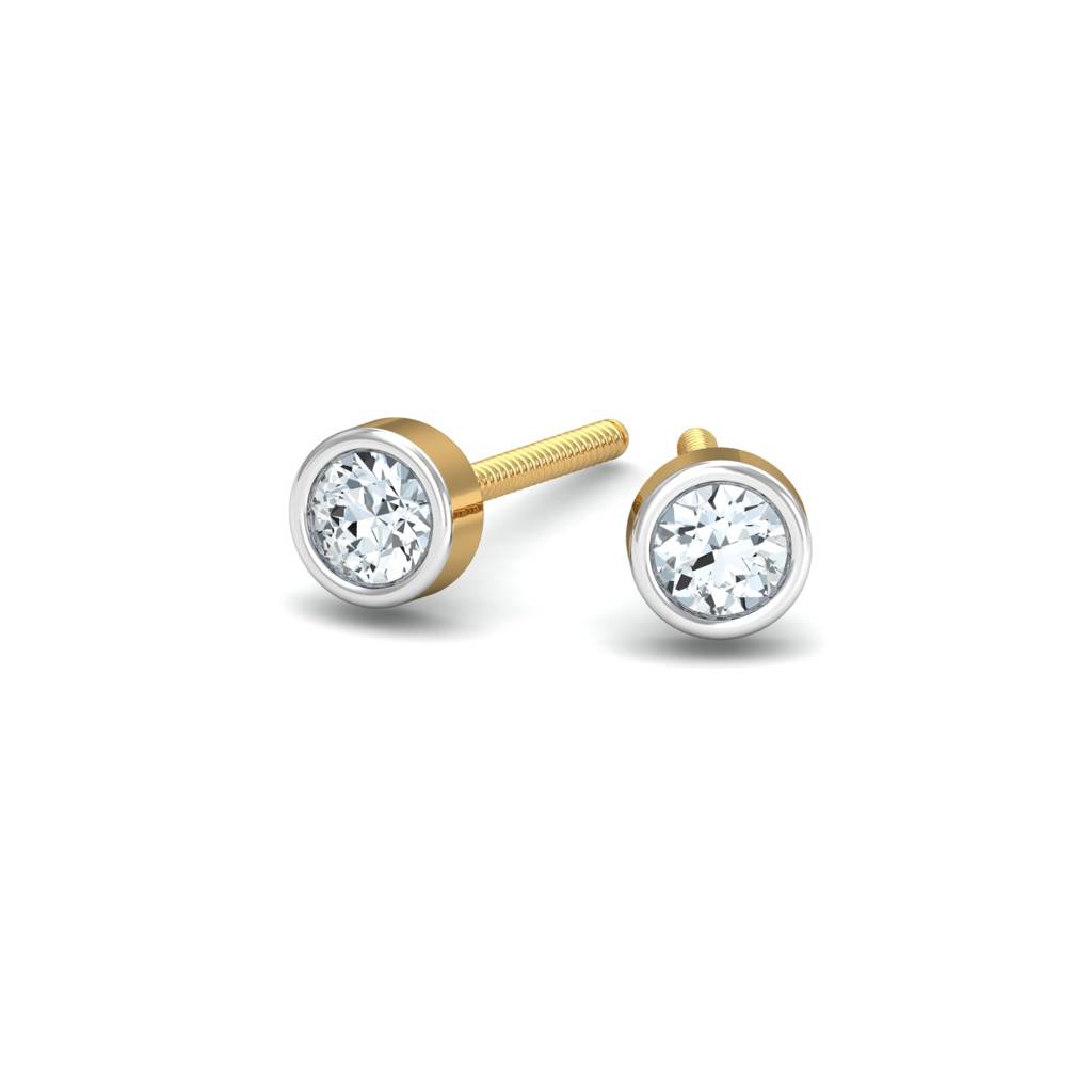 KuberBox 18K Yellow Gold Bruce 3 mm Stud Earrings