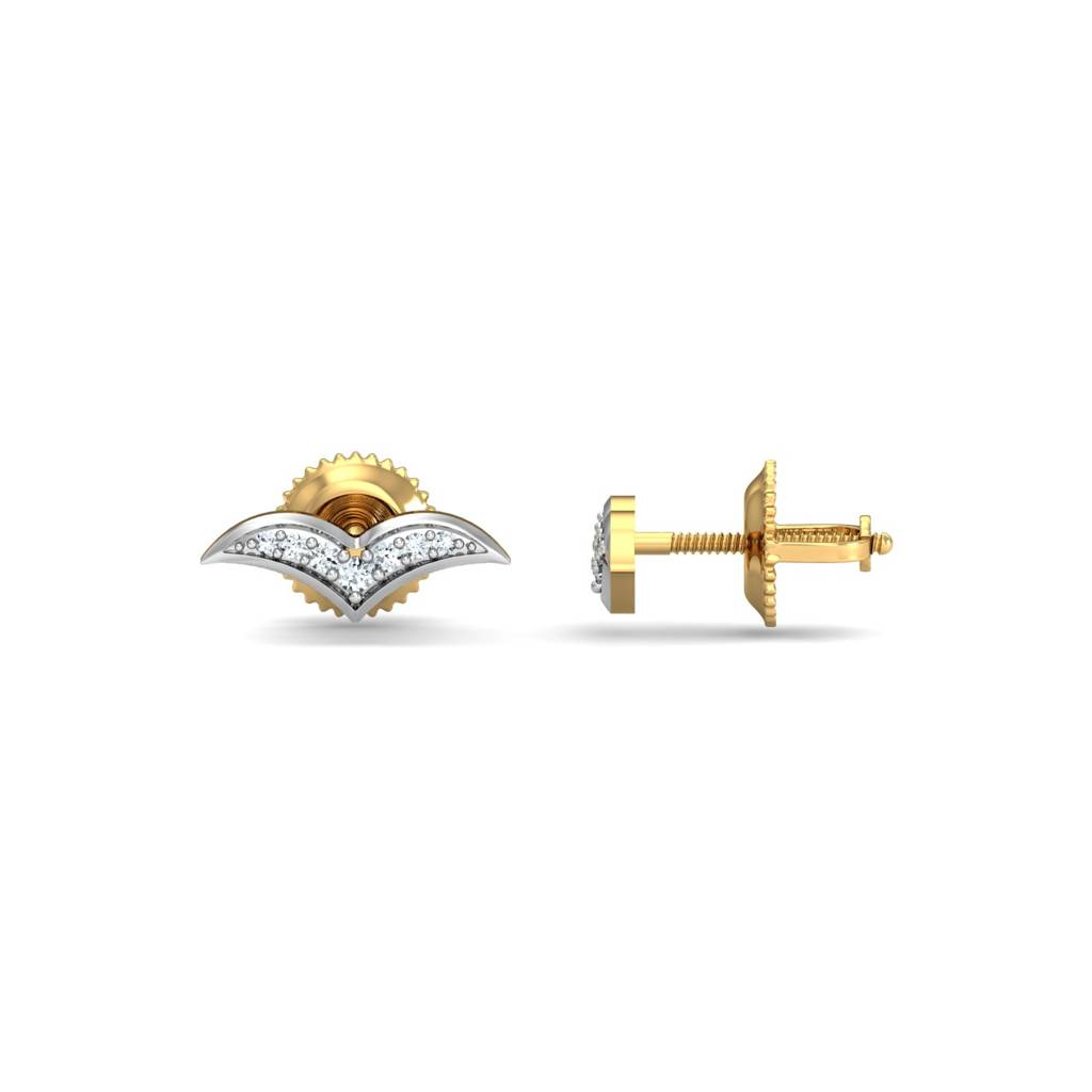 KuberBox 18K Yellow Gold Flying Bird Stud Earrings