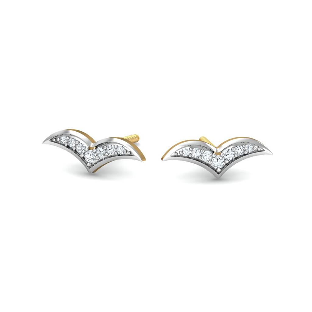 KuberBox 18K Yellow Gold Flying Bird Stud Earrings