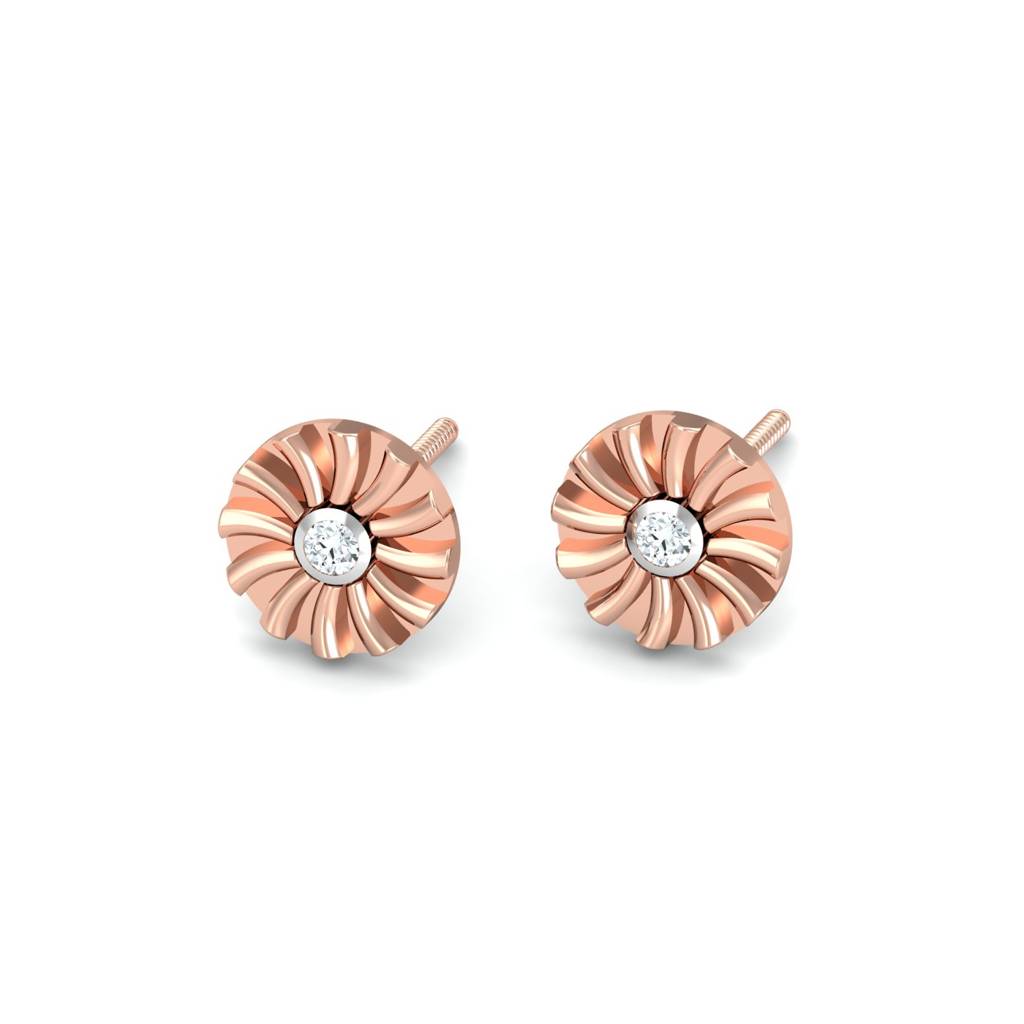 KuberBox 18K Rose Gold Ciru Stud Earrings