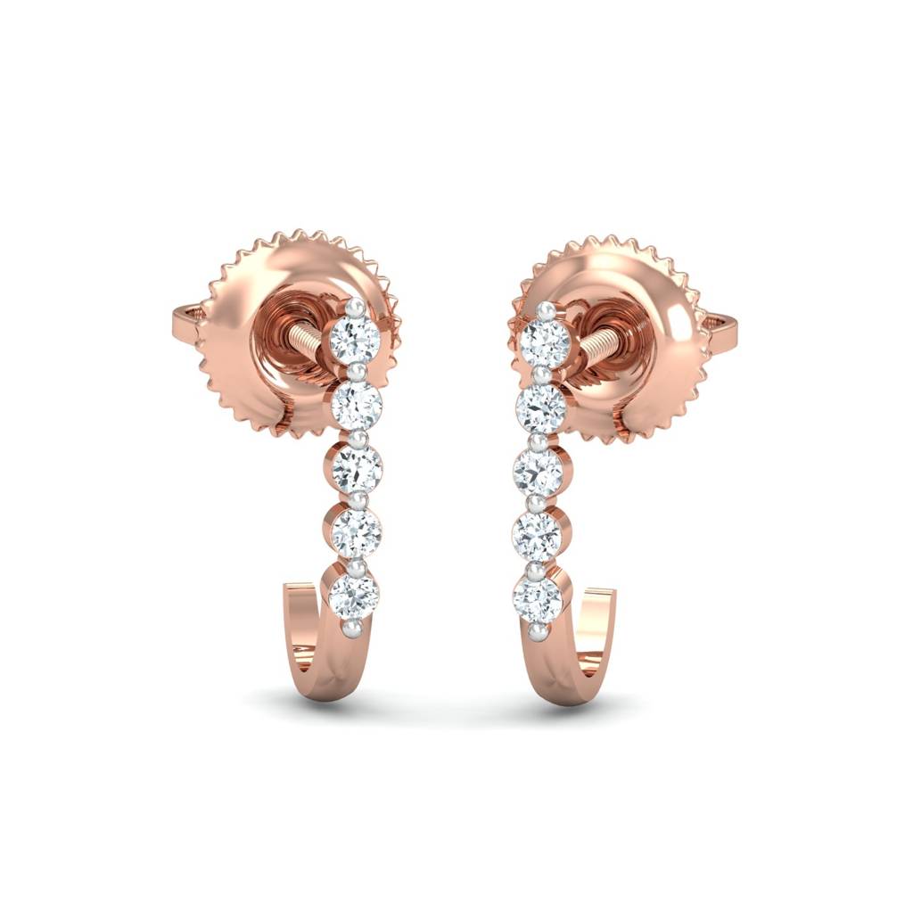 KuberBox 18K Rose Gold Aalamb J-shaped Earrings