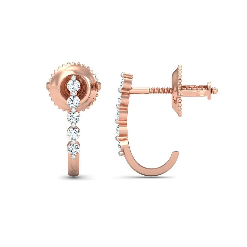 KuberBox 18K Rose Gold Aalamb J-shaped Earrings