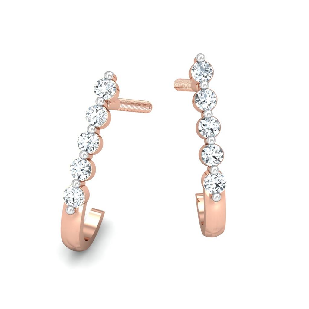 KuberBox 18K Rose Gold Aalamb J-shaped Earrings