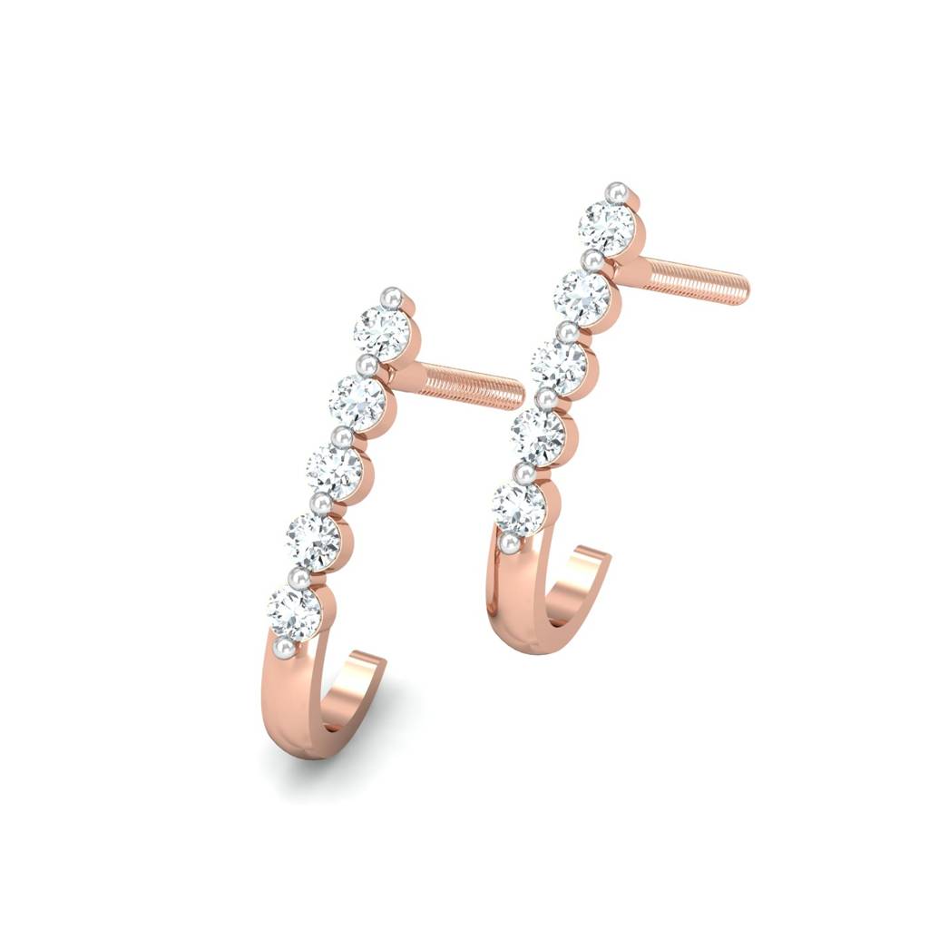 KuberBox 18K Rose Gold Aalamb J-shaped Earrings