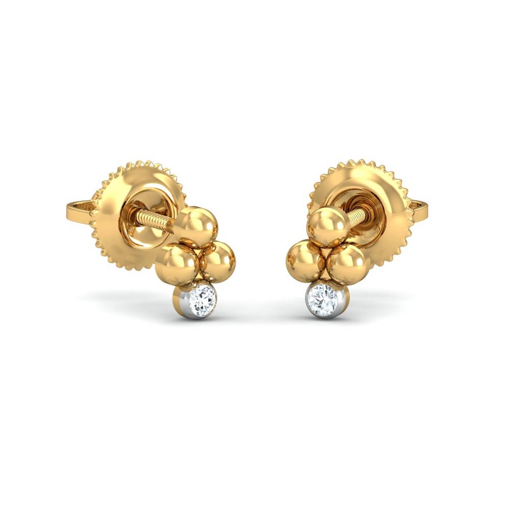 KuberBox 18K Yellow Gold Mukta Stud Earrings