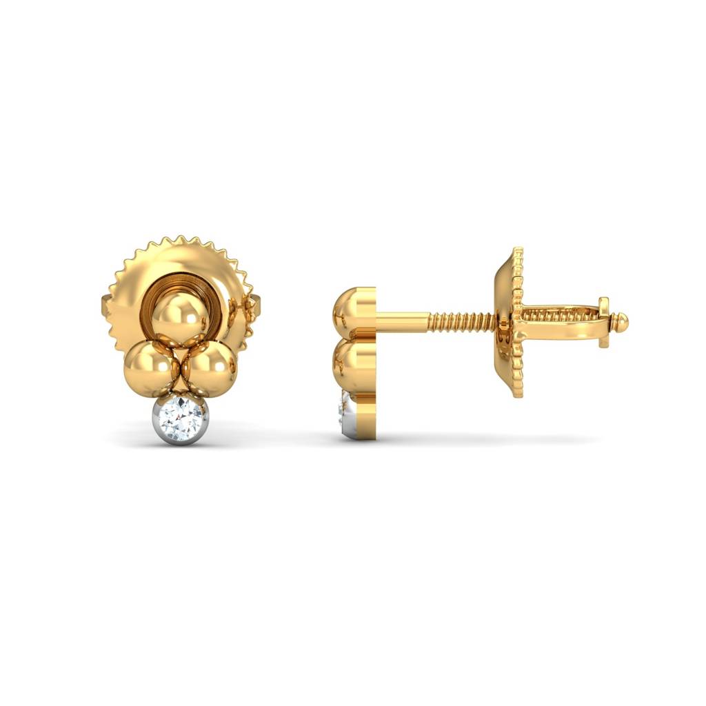 KuberBox 18K Yellow Gold Mukta Stud Earrings