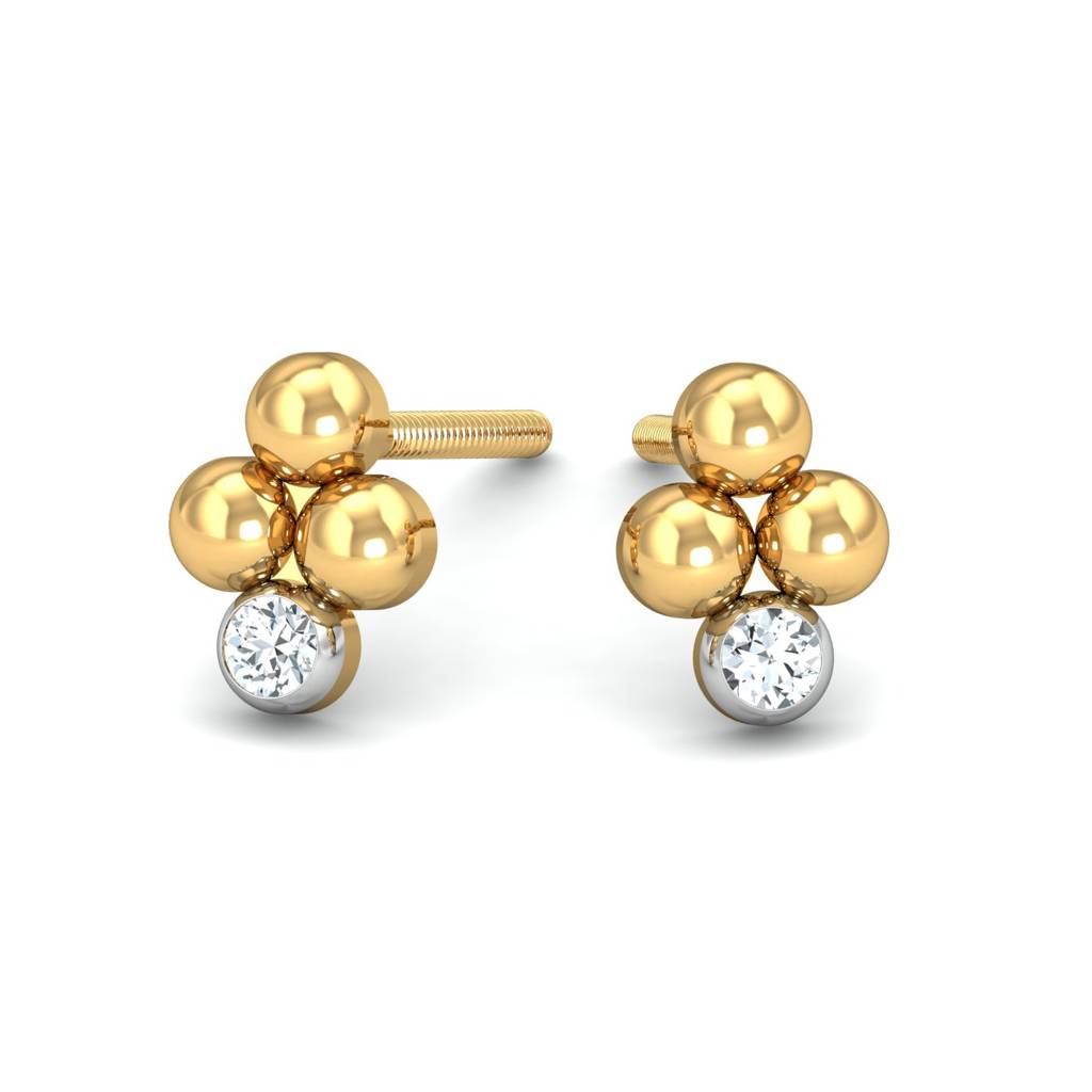 KuberBox 18K Yellow Gold Mukta Stud Earrings