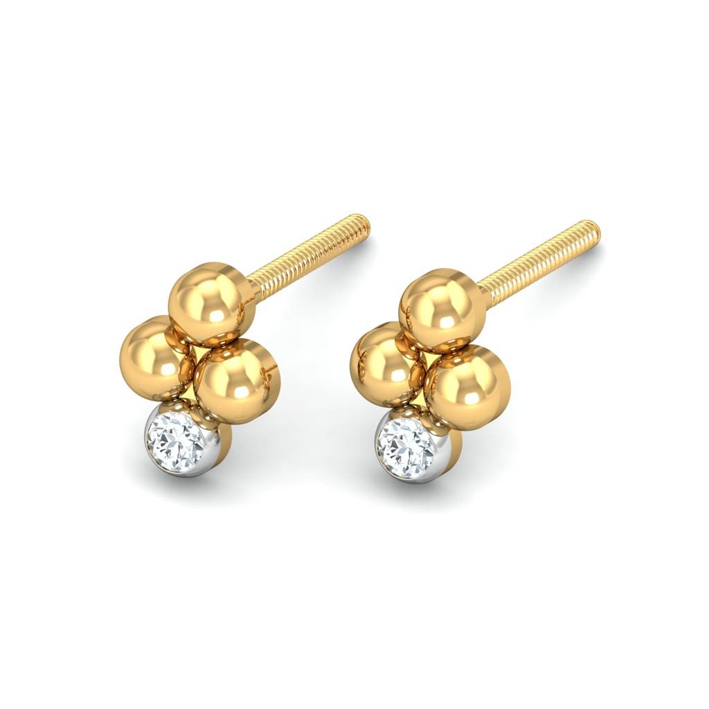 KuberBox 18K Yellow Gold Mukta Stud Earrings