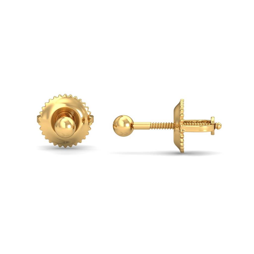 KuberBox 18K Yellow Gold 2.5 MM Gold Ball Studs