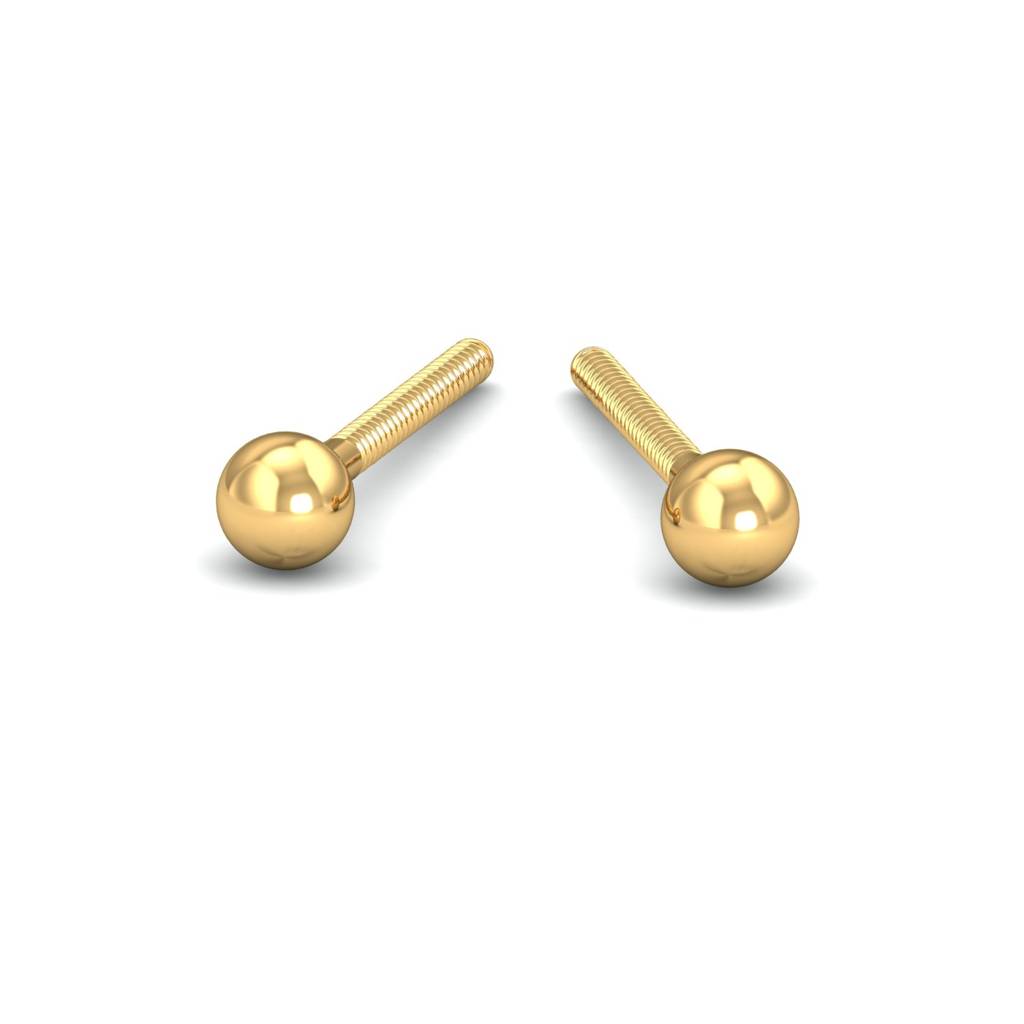 KuberBox 18K Yellow Gold 2.5 MM Gold Ball Studs