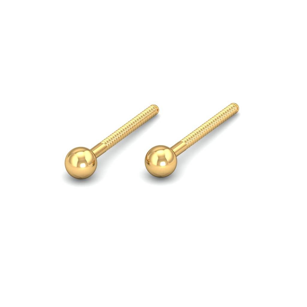 KuberBox 18K Yellow Gold 2.5 MM Gold Ball Studs