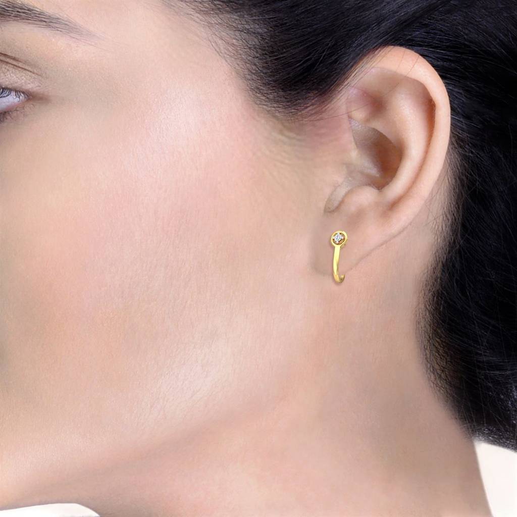 KuberBox 18K Yellow Gold Bling J-Shaped Earrings