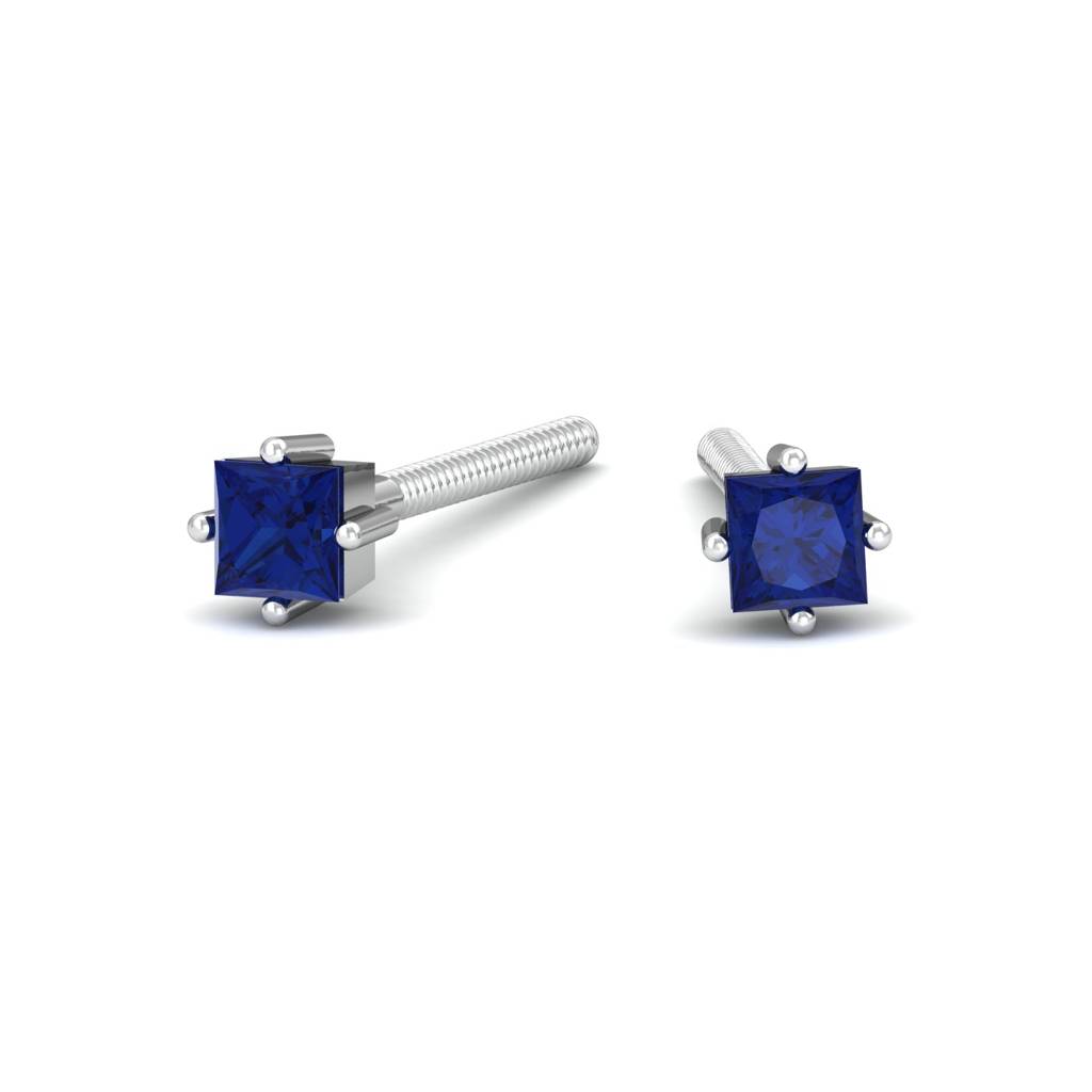 KuberBox 18K Yellow Gold 2.5mm Square Sapphire Studs