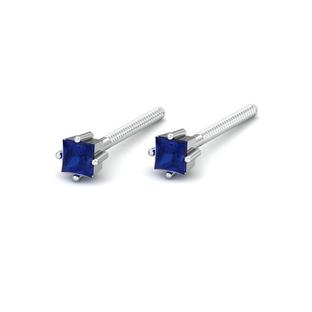 KuberBox 18K Yellow Gold 2.5mm Square Sapphire Studs