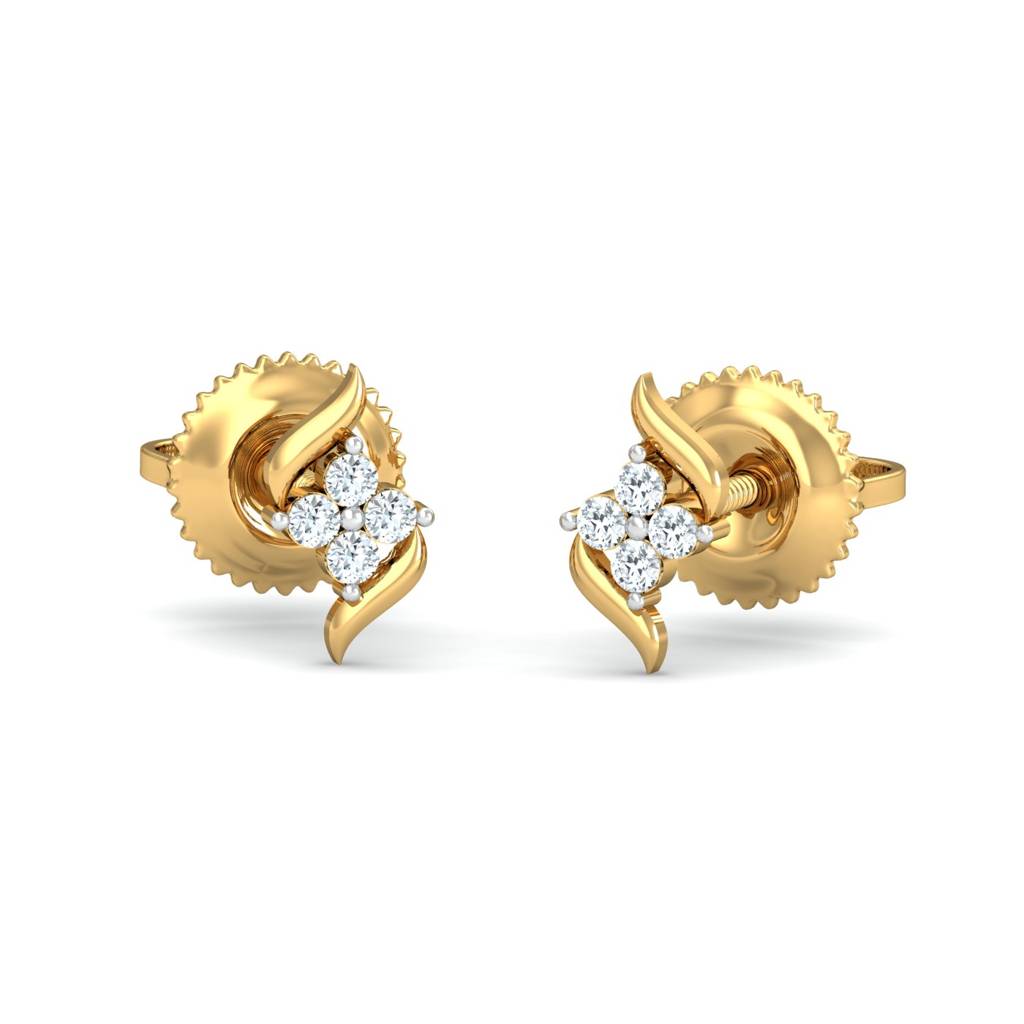 KuberBox 18K Yellow Gold Dvidal Stud Earrings