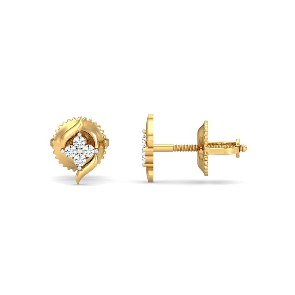 KuberBox 18K Yellow Gold Dvidal Stud Earrings