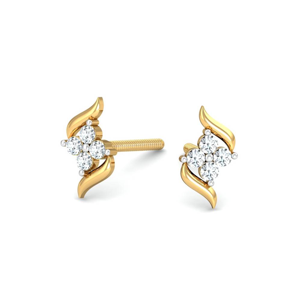 KuberBox 18K Yellow Gold Dvidal Stud Earrings