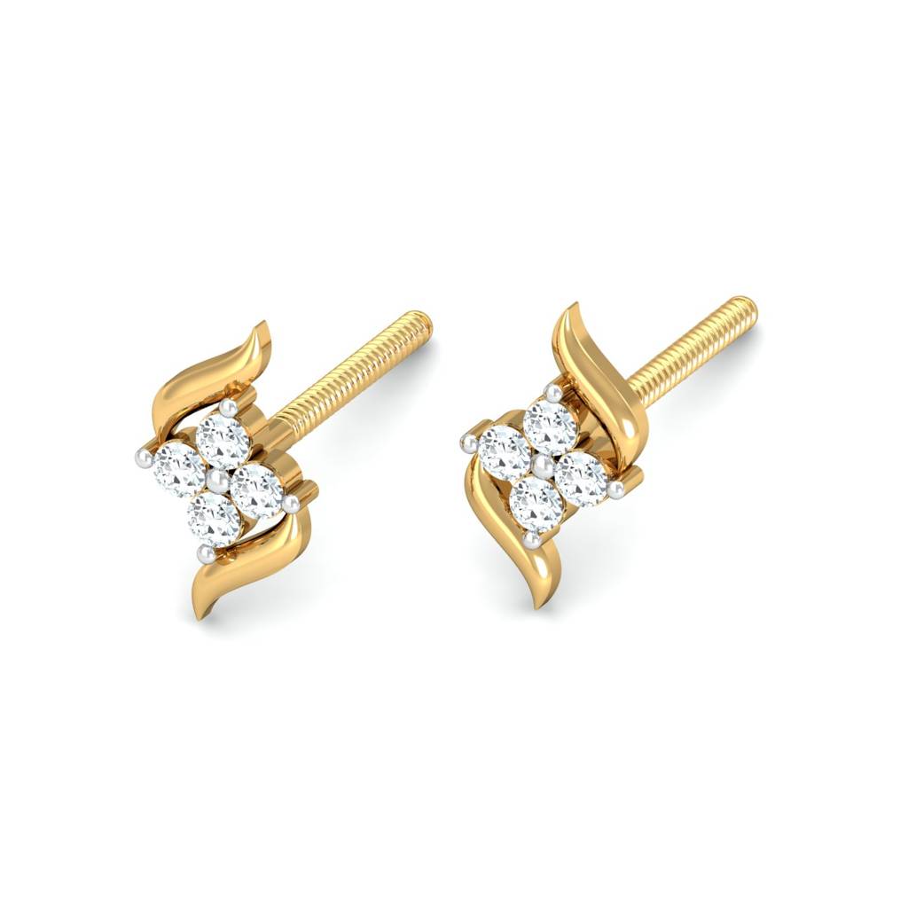 KuberBox 18K Yellow Gold Dvidal Stud Earrings