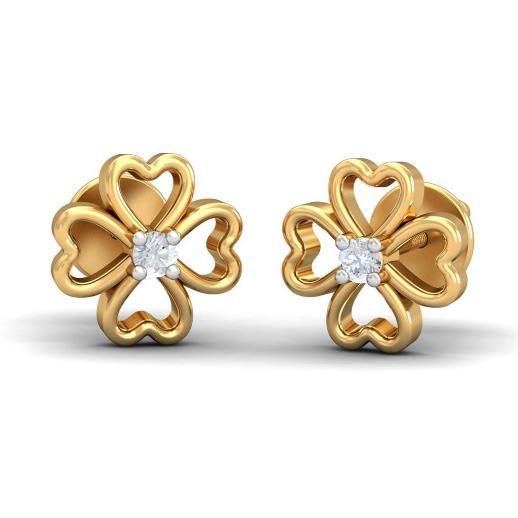 KuberBox 18K Yellow Gold Quadro Classica Stud Earrings