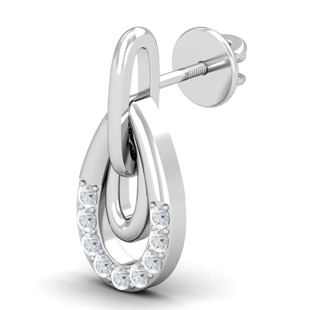 KuberBox 18K White Gold Inner Loop Stud Earrings