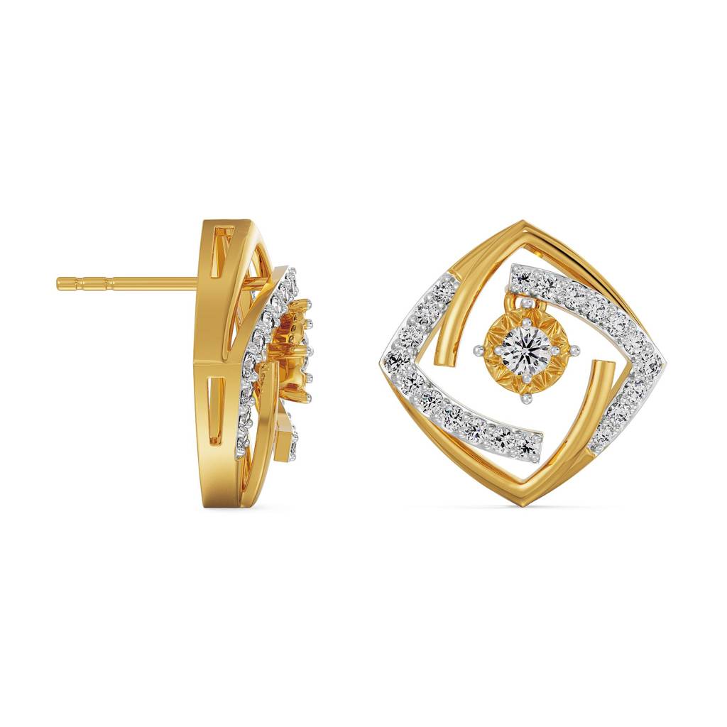 Square Styled Diamond Earrings