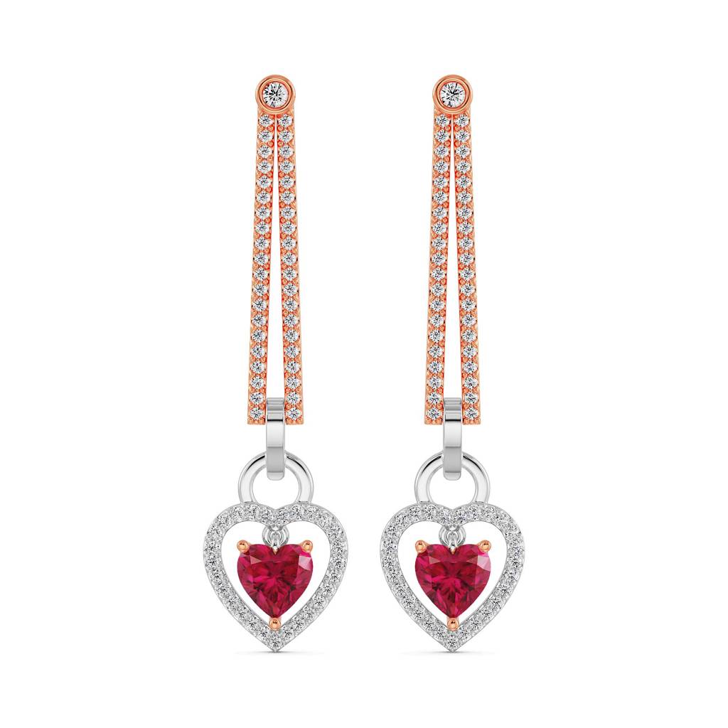 Diamond Drop Heart Earrings