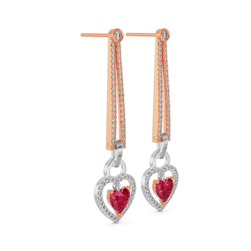 Diamond Drop Heart Earrings