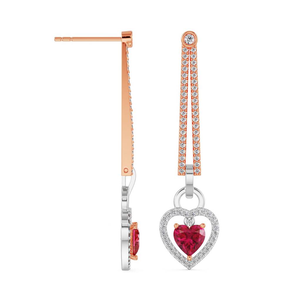 Diamond Drop Heart Earrings