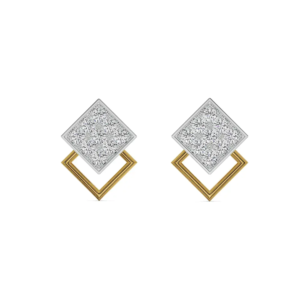 Twin Square Diamond Studs