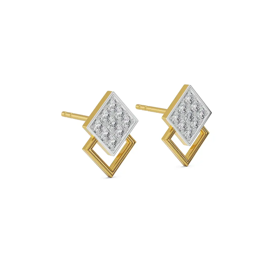 Twin Square Diamond Studs