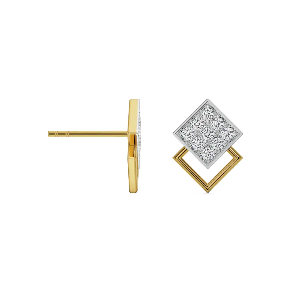 Twin Square Diamond Studs