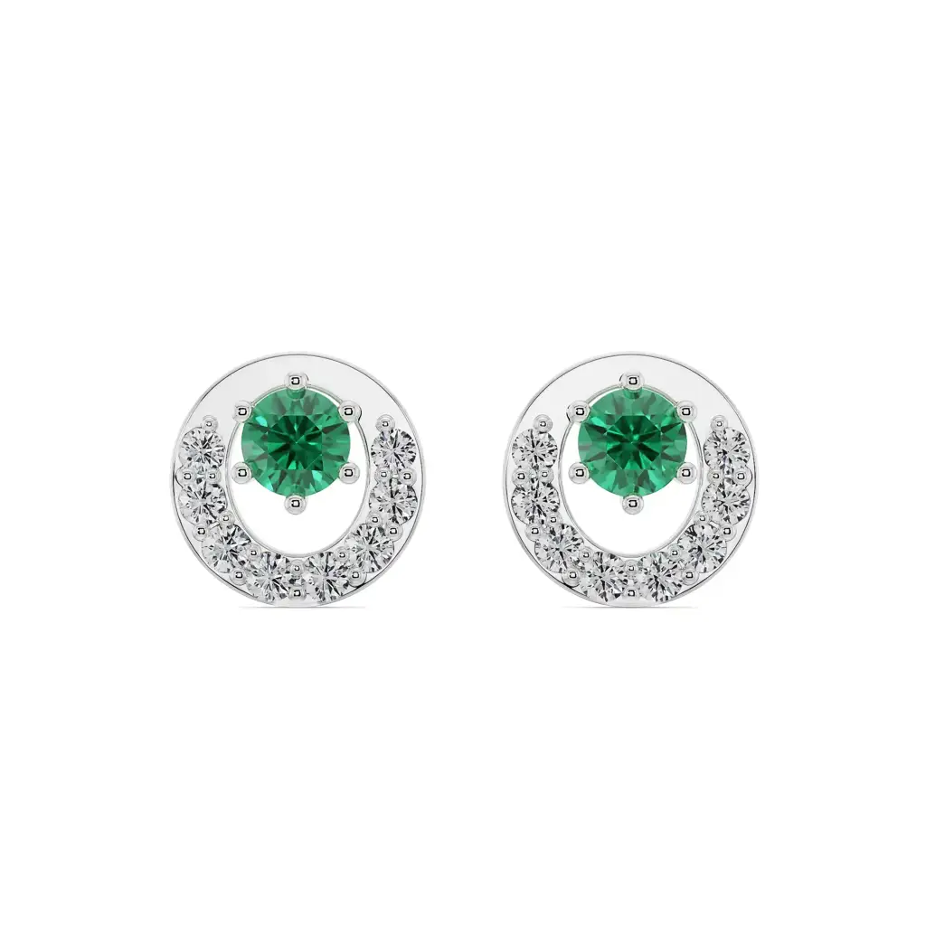 Halo Emerald Diamond Studs