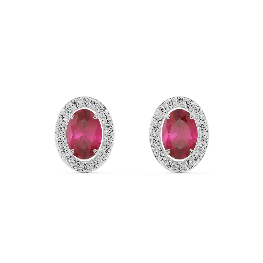 Vintage Ruby Diamond Studs