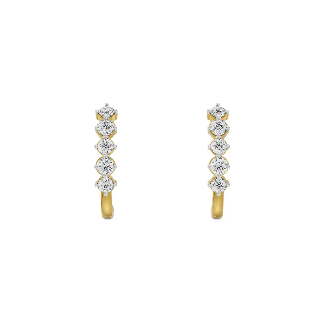 Round Diamond Quintet Earrings