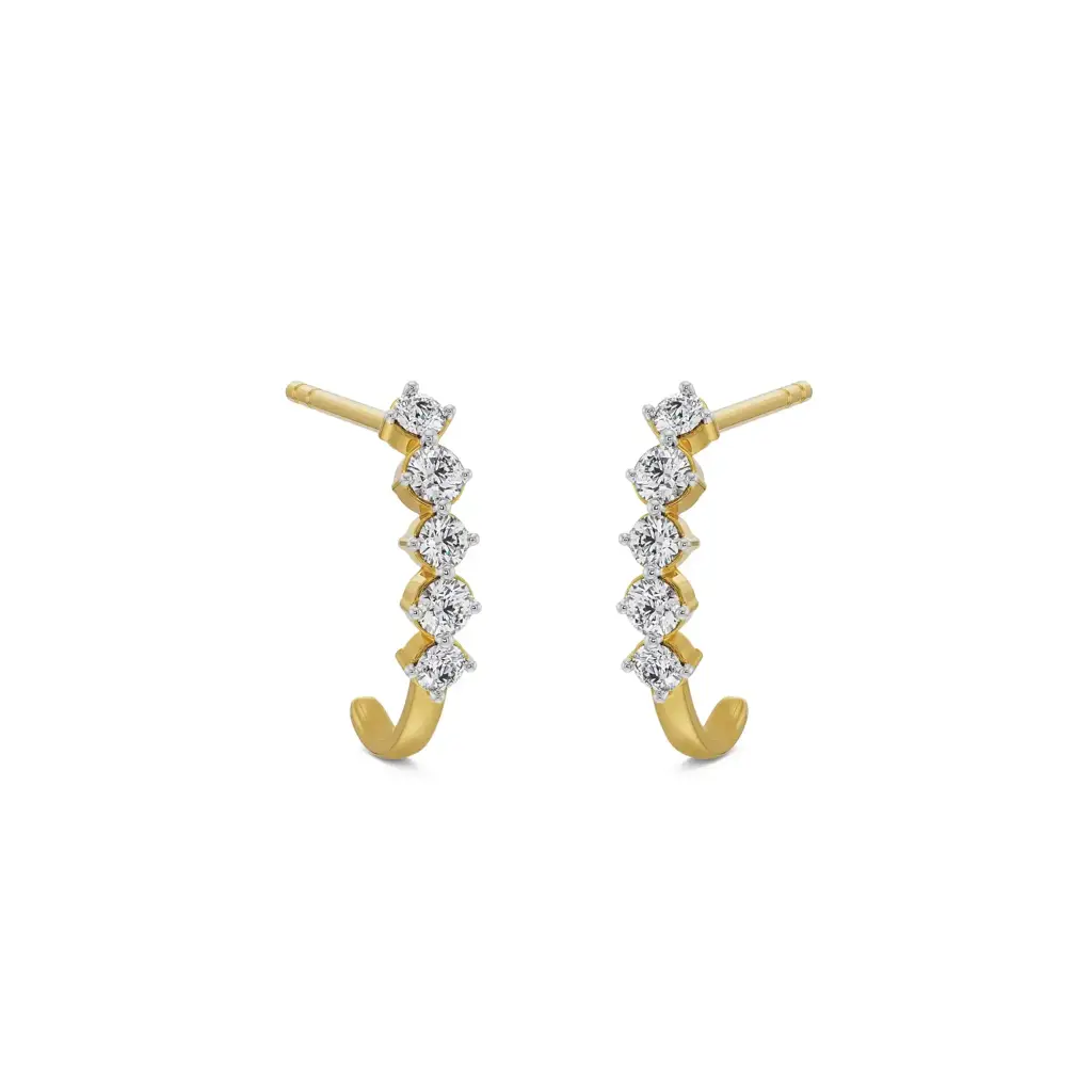 Round Diamond Quintet Earrings