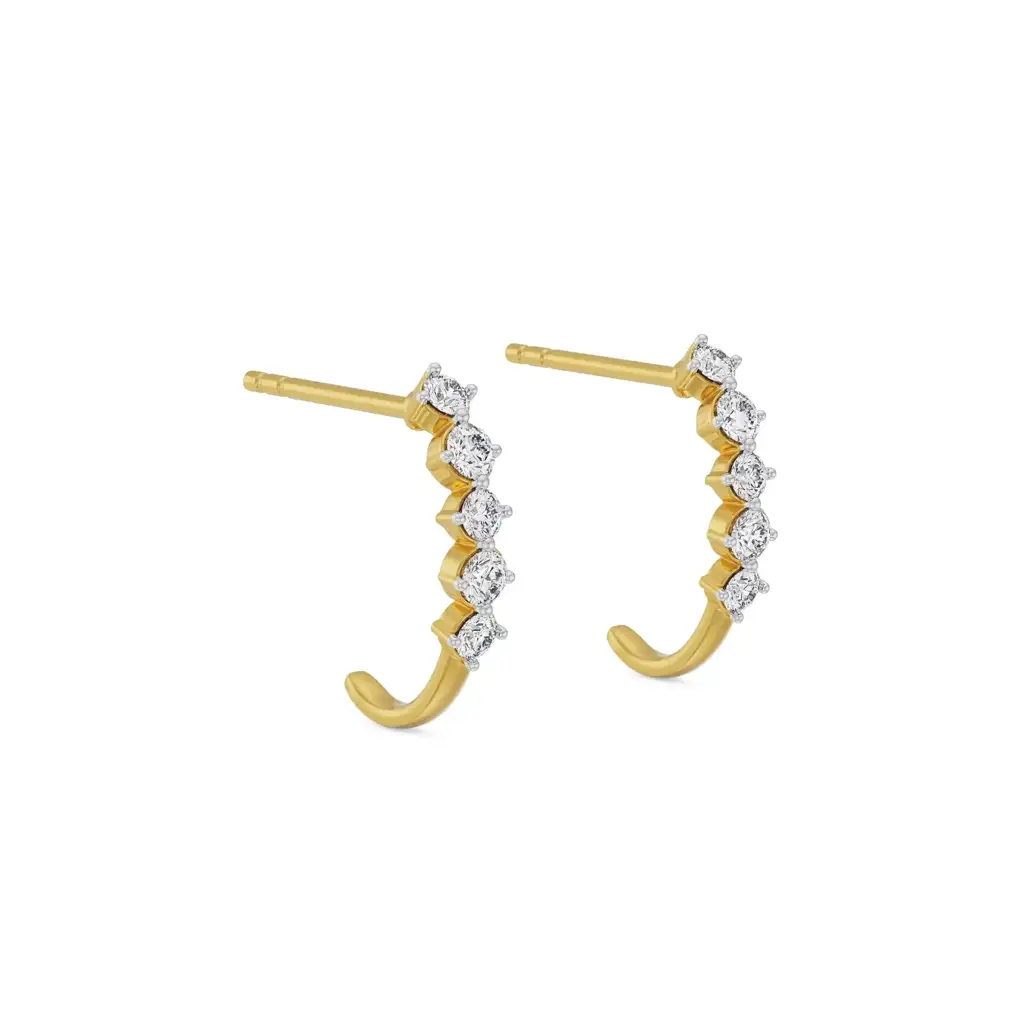 Round Diamond Quintet Earrings