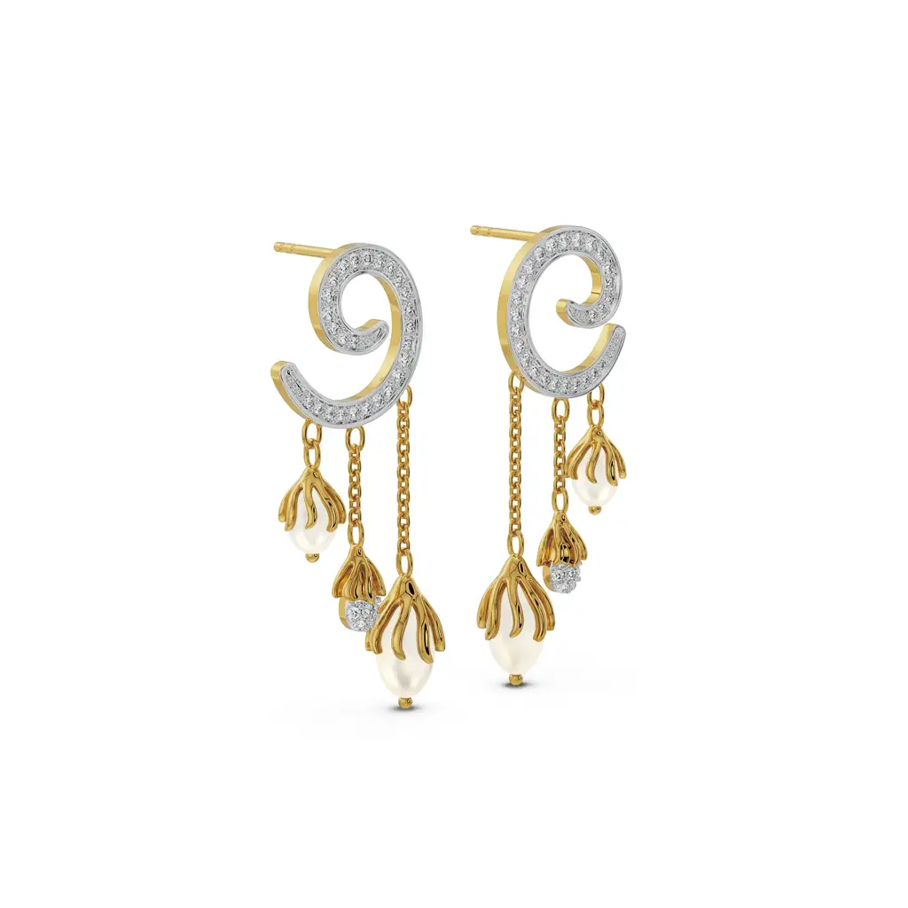 Pearl Drop Diamond Earrings