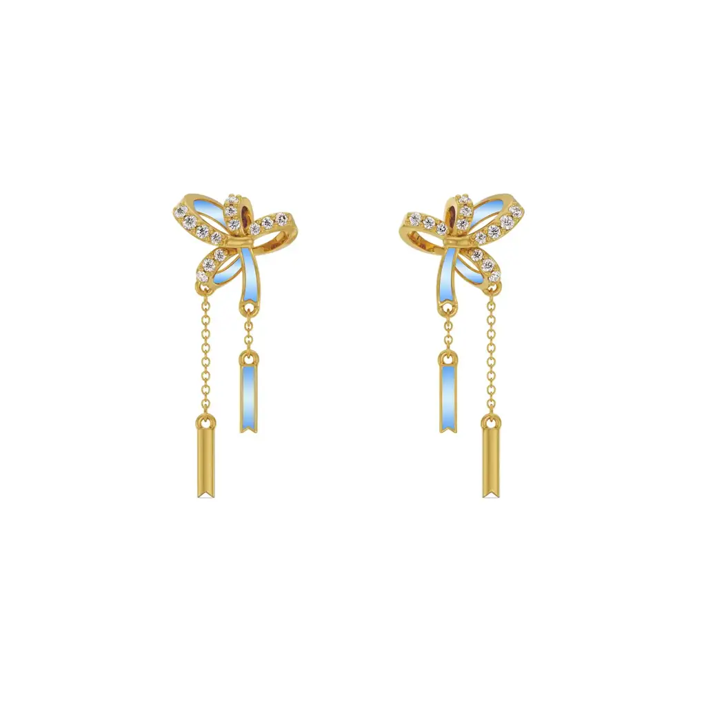 Charming Bow Tassel Diamond Earrings