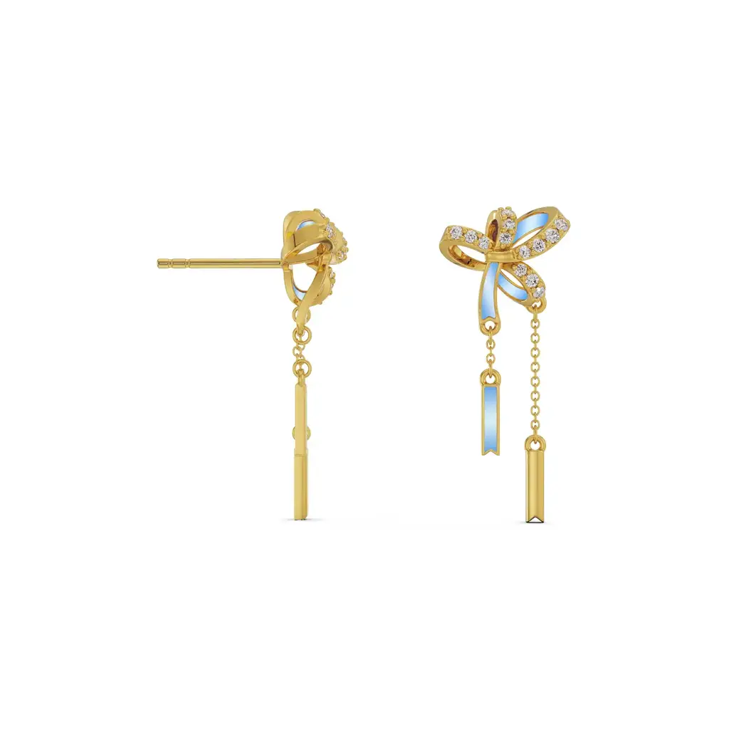 Charming Bow Tassel Diamond Earrings