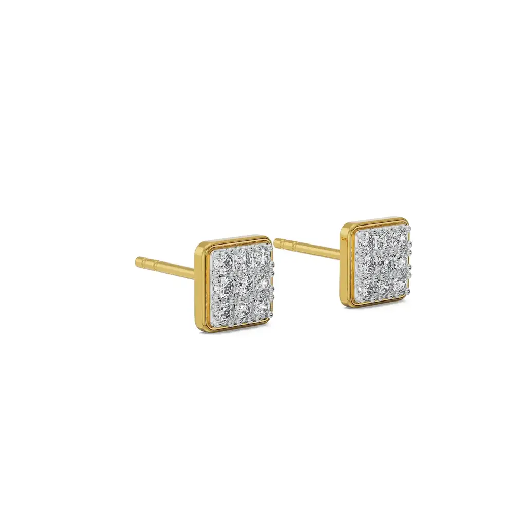 Square Diamond Cluster Earrings