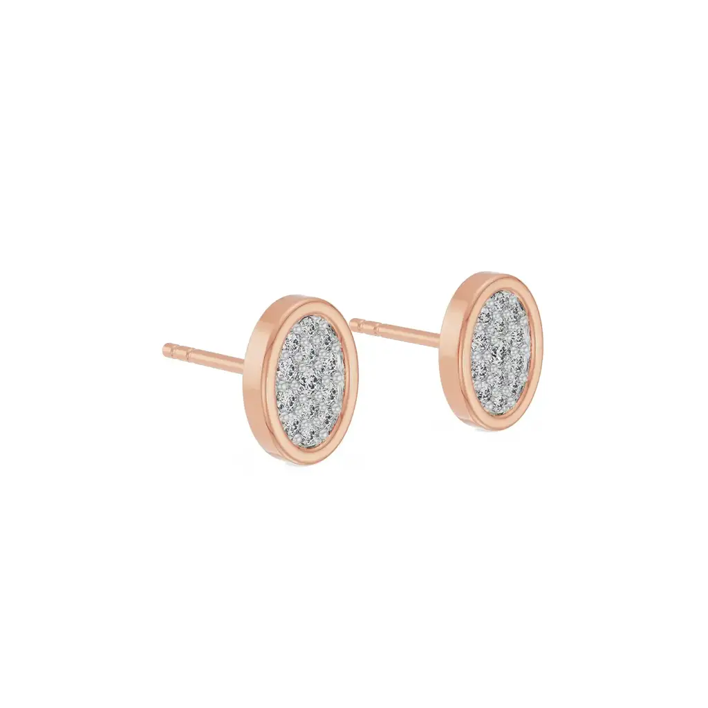 Oval Diamond Encrusted Studs