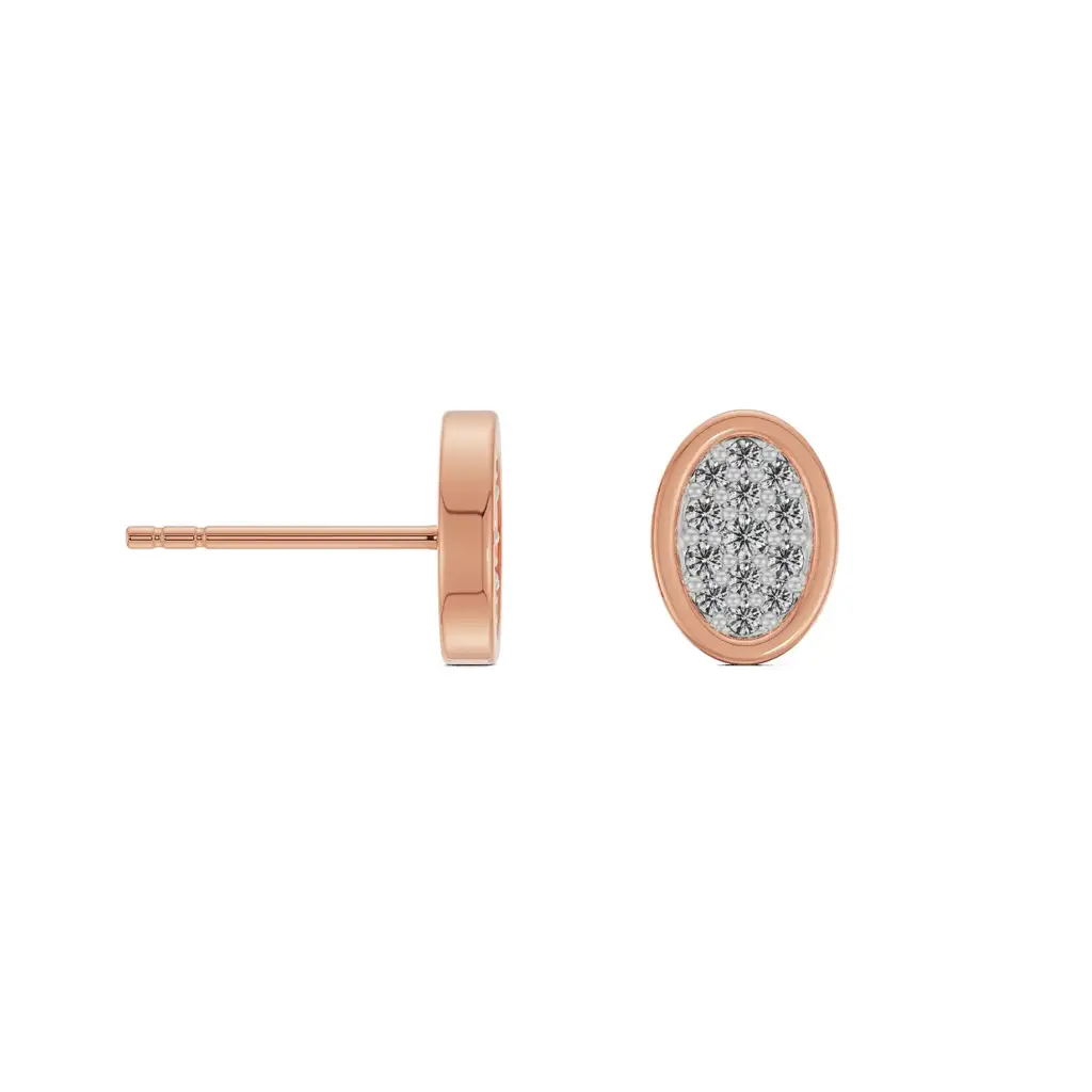 Oval Diamond Encrusted Studs