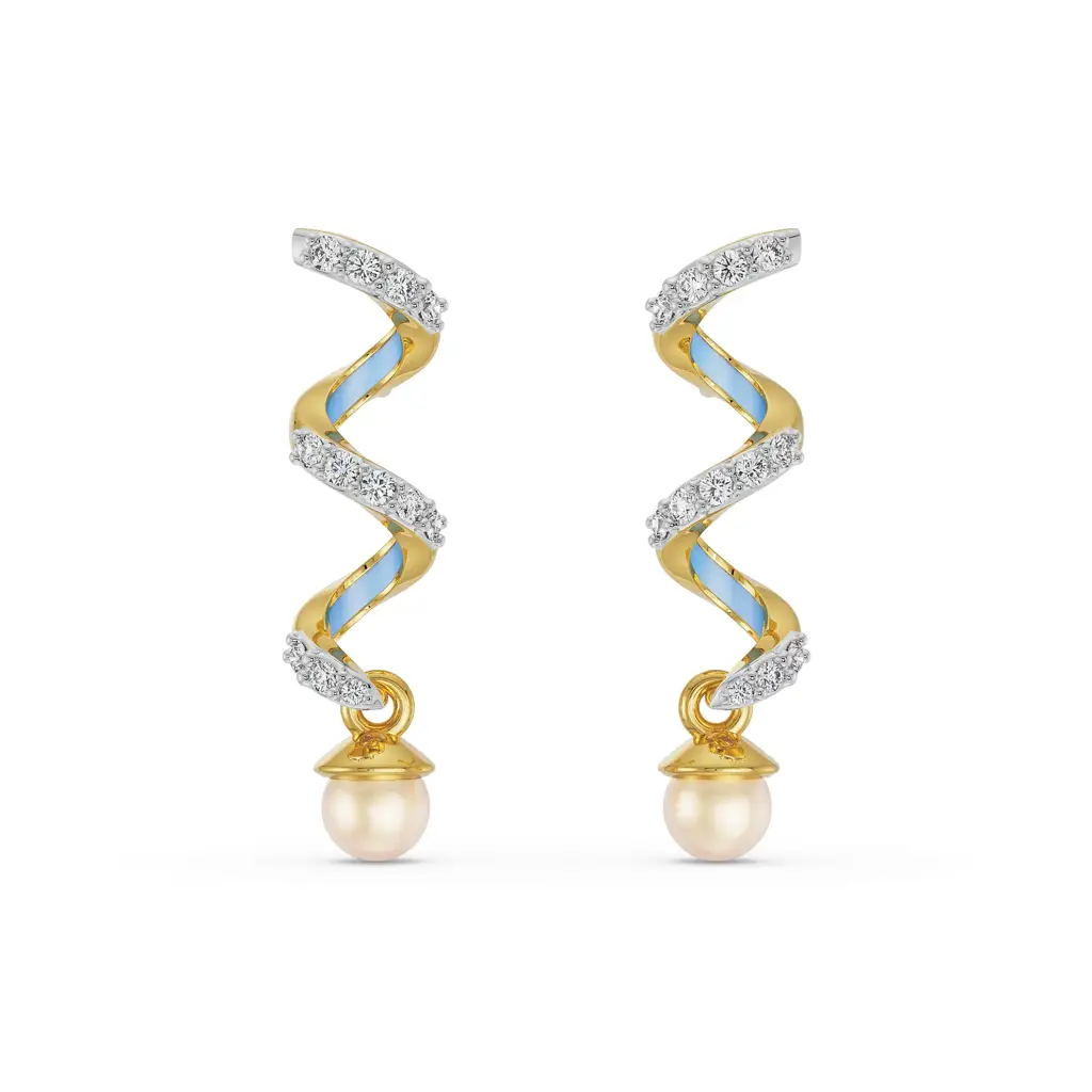 Pearl Teardrop Diamond Earrings