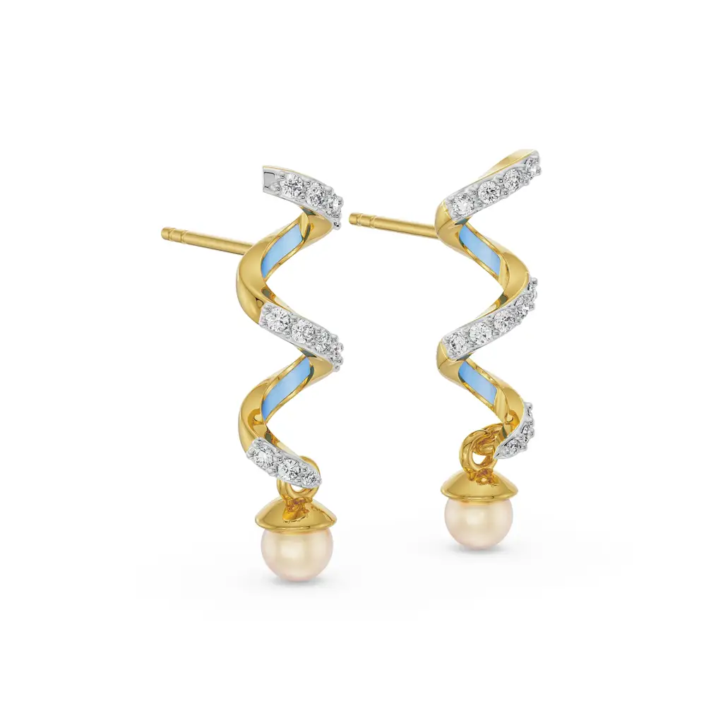 Pearl Teardrop Diamond Earrings