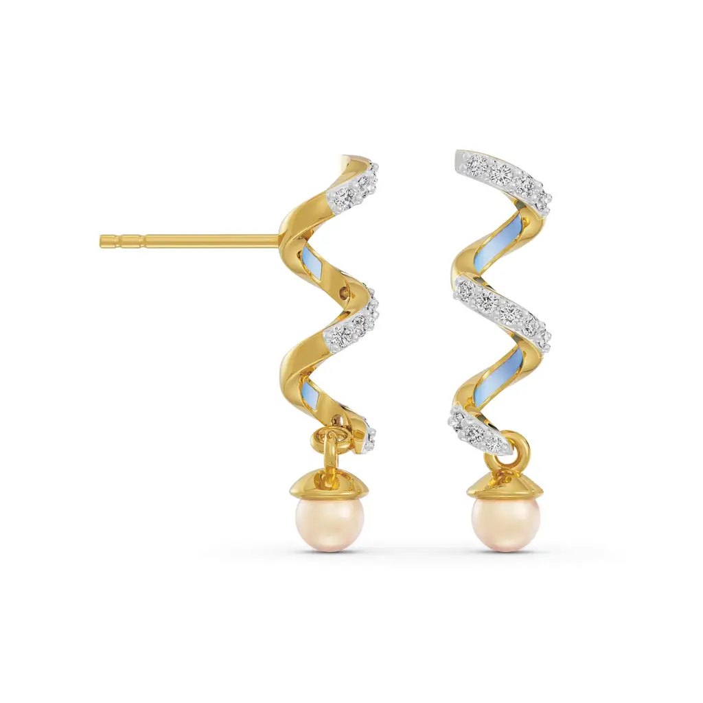 Pearl Teardrop Diamond Earrings