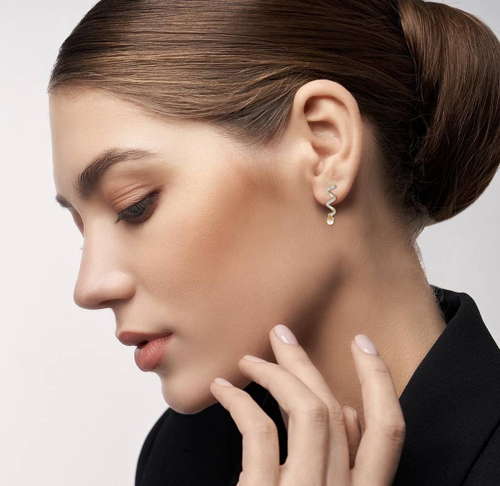 Pearl Teardrop Diamond Earrings