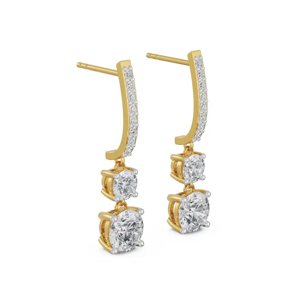 Round Brilliant Diamond Drop Earrings : E880